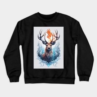 Fire and Ice Deer Animal Crewneck Sweatshirt